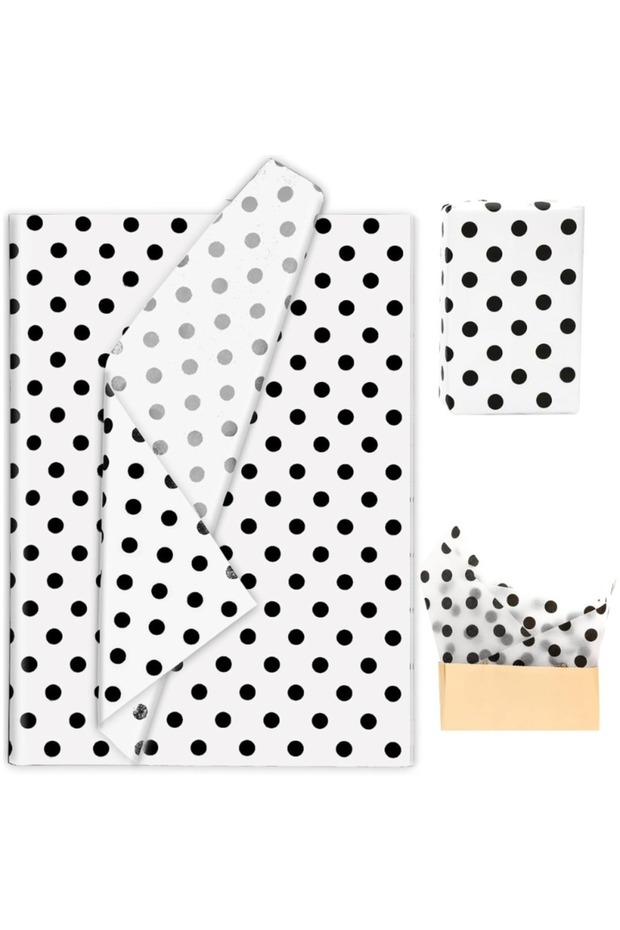 75x50cm White black dot 10 Sheets Polka Dot Tissue Paper Gift Wrapping Paper White Black Art Paper f