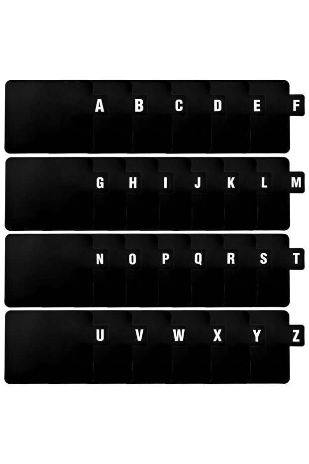 Black 26Pcs Alphabet Tabs Record Dividers Alphabetical Vinyl Record Dividers Waterproof Plastic Viny