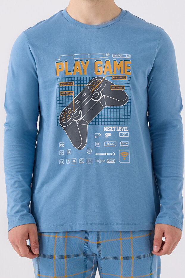 Ανδρικό Σετ Πιτζάμες Μπλε - 4