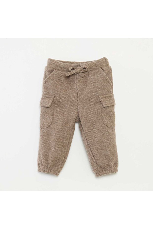 Solid Cotton Rib Joggers BEIGE - 1