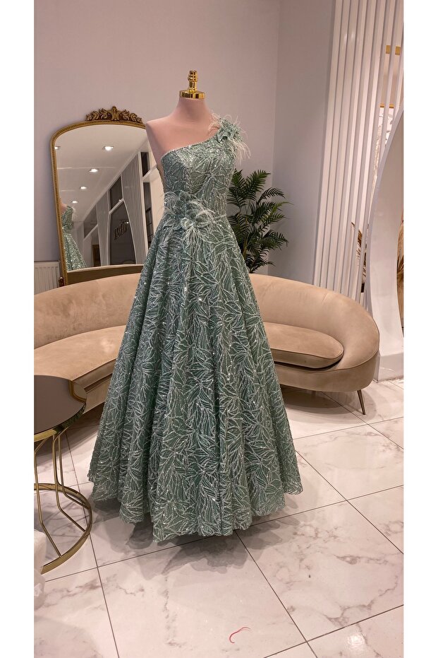 FULL İŞLEME ABİYE ELBİSE - 5