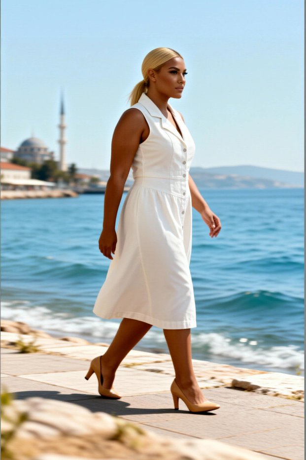 Women's Plus Size Midi Dress Lapel Collar Sleeveless a Line Cut Plain Pattern Denim Fabric Medium Stretch
