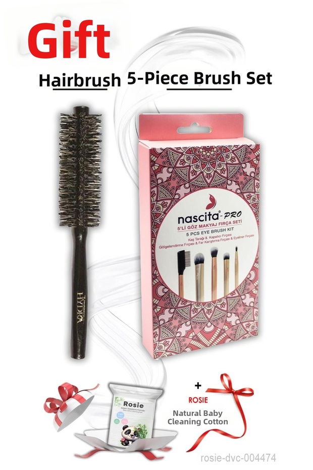 Eye Makeup 5-Piece Brush Set and Blow Dry Brush Rosie Gift