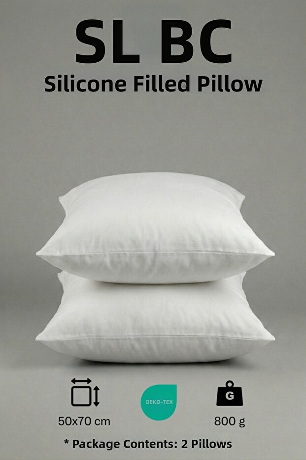 Pack of 2 Antiallergic Bead Silicone Pillows 800 Gr