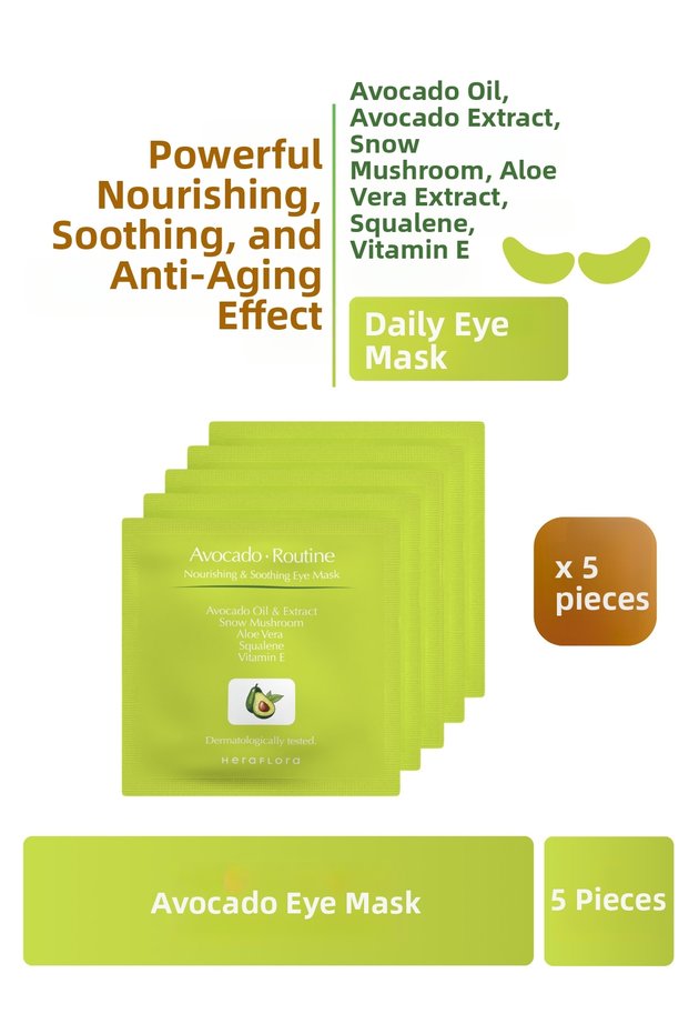 Avocado Routine Eye Mask 5-Pack | Intensive Moisturizer, Nourishing & Suitable for Sensitive Skin