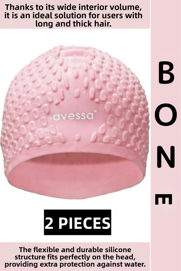 # Bone Flexible Soft Silicone Pool Sea Swimming Waterproof Ear Protection Large Size Hair Cap 2 Pieces