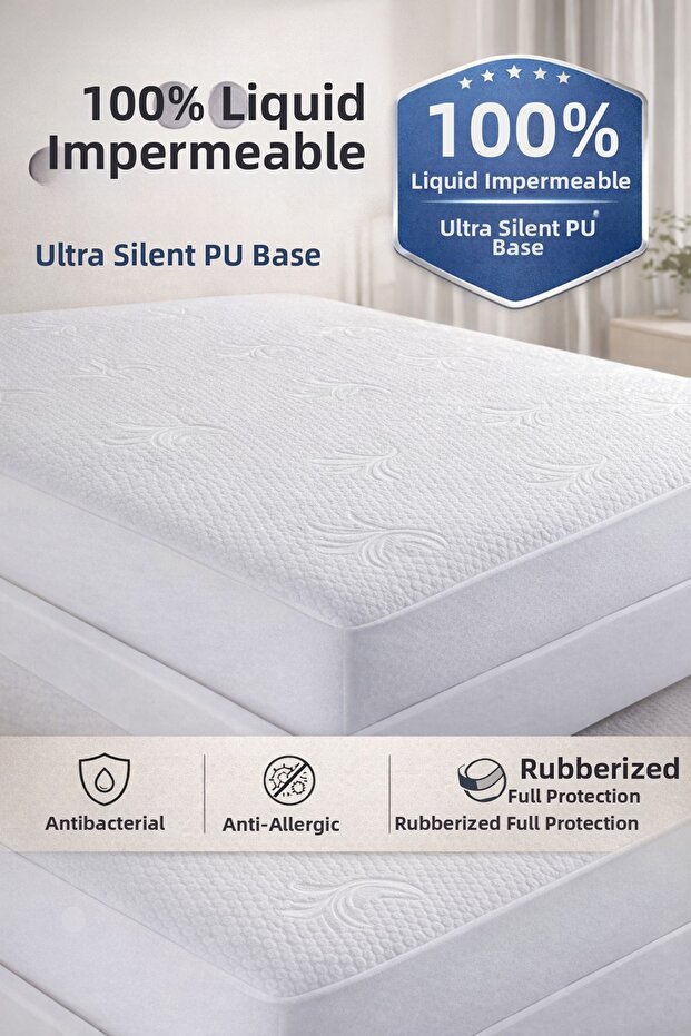 Ultra Quiet Waterproof Pu Base Mattress Pad – Anti-Bacterial, Silent, Non-Slip, All Bed Sizes