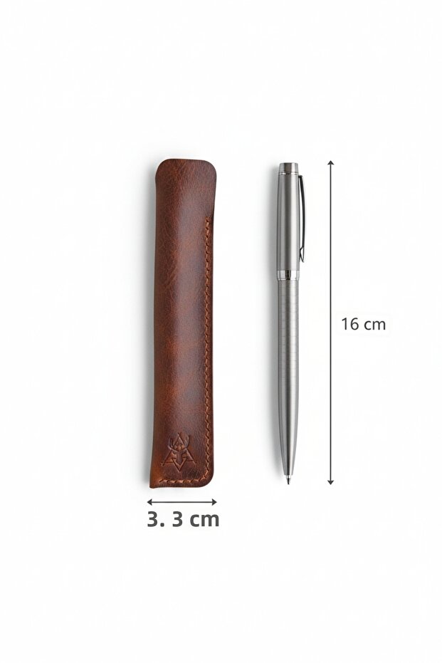 Single Pen Holder - Genuine Frisco Leather - Stylish Protection for Your Pen - Brown