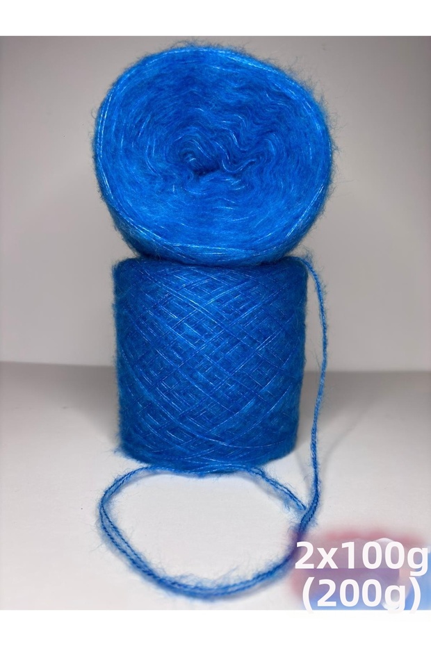 Sky Blue (2 Ply) Feathered Fine Moher Knitting Yarn 200Gr