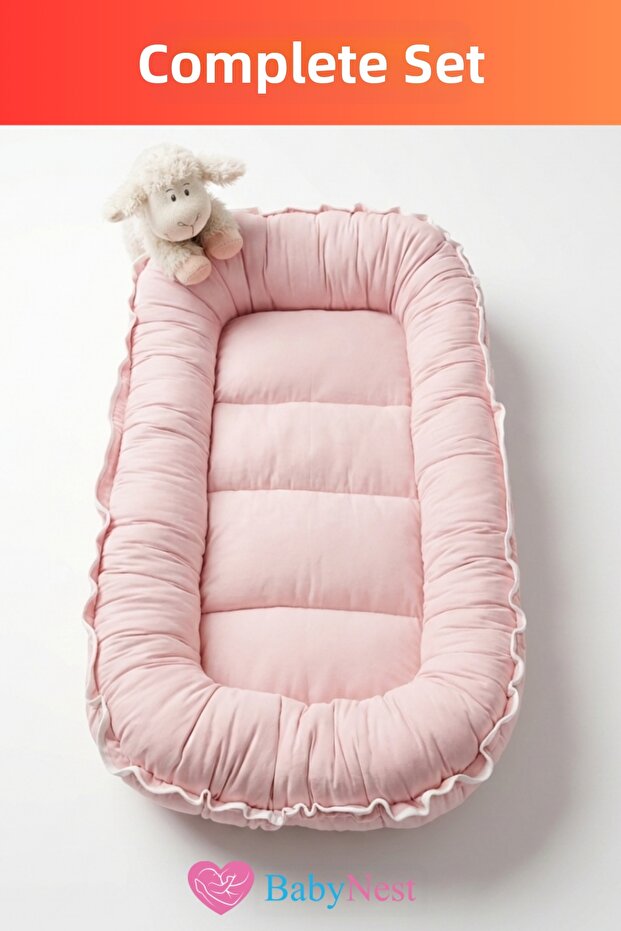 Premium Oval Baby Bed 100% Cotton Newborn Sleeping Nest Orthopedic 0-12 Months Gray