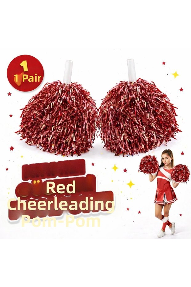 1 Pair (2 Pieces) Red Color April 23 May 1 September 29 School Performance Pom-Poms Extra Full