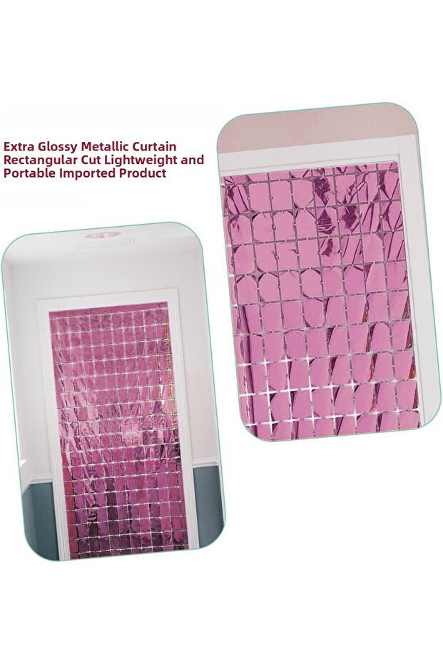 Rose Gold Disco Rectangular Cut Door Curtain - 2