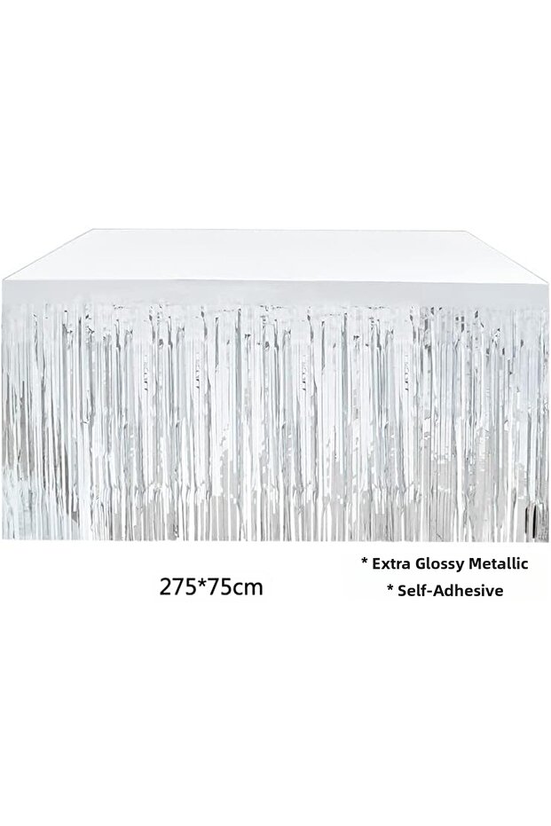 Silver Metalized Table Skirt - 5