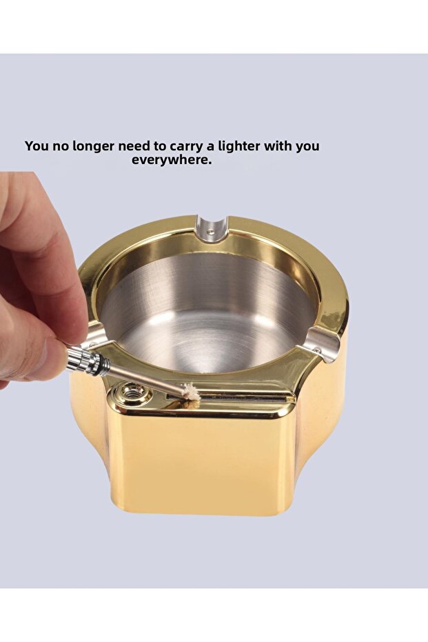 طفاية سجائر قابلة لإعادة التعبئة مع ولاعة، هيكل متين - 4