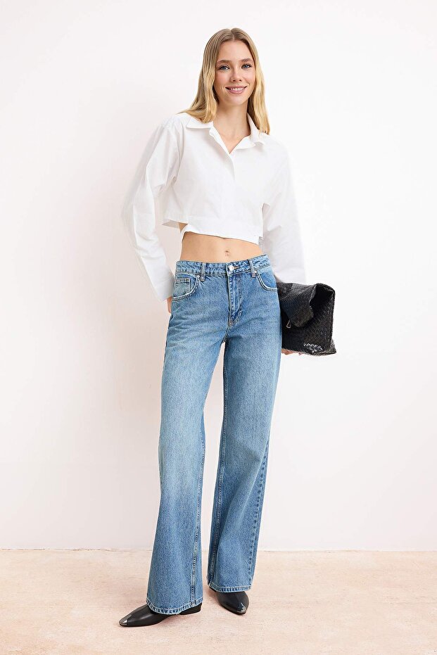 Mavi More Sustainable Normal Bel 100% Pamuk Wide Leg Geniş Paça Jeans TWOSS26JE00125 - 1