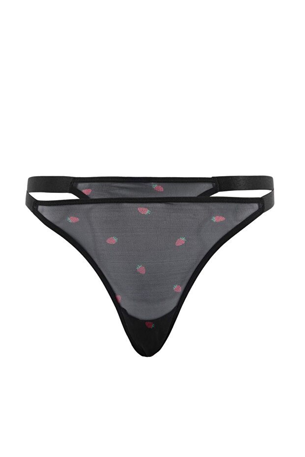 Teen Siyah-Çok Renkli 3'lü Tül Çilek Baskılı Tanga Külot THMSS26KU00015 - 10
