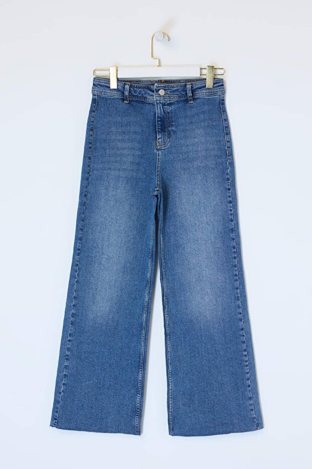 Mavi Yüksek Bel Az Esnek Culotte Bilek Boy Jeans TWOSS26JE00167 - 5