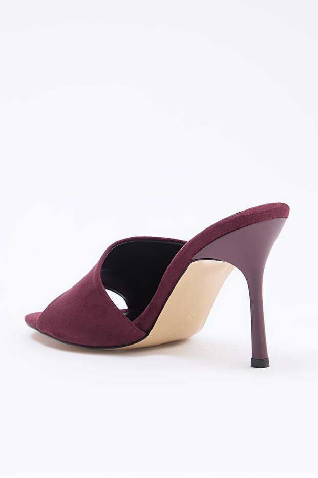 Bordo Süet 9 cm Kadın Klasik Topuklu Ayakkabı TAKSS26TO00028 - 4