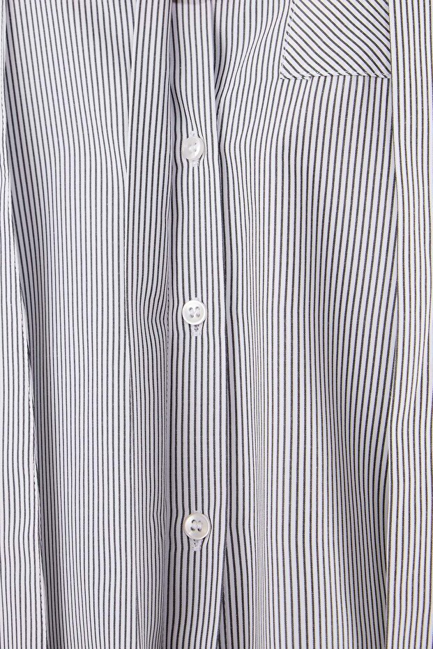 Çok Renkli Çizgili Bağlama Detaylı Geniş Kalıp/Oversize Gömlek TWOSS26GO00070 - 5