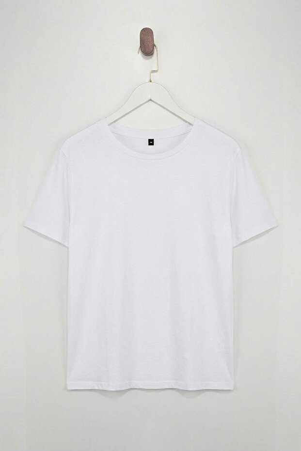 Beyaz-Gri-Lacivert 3'lü Paket Büyük Beden T-shirt TBBSS25BF00071 - 12