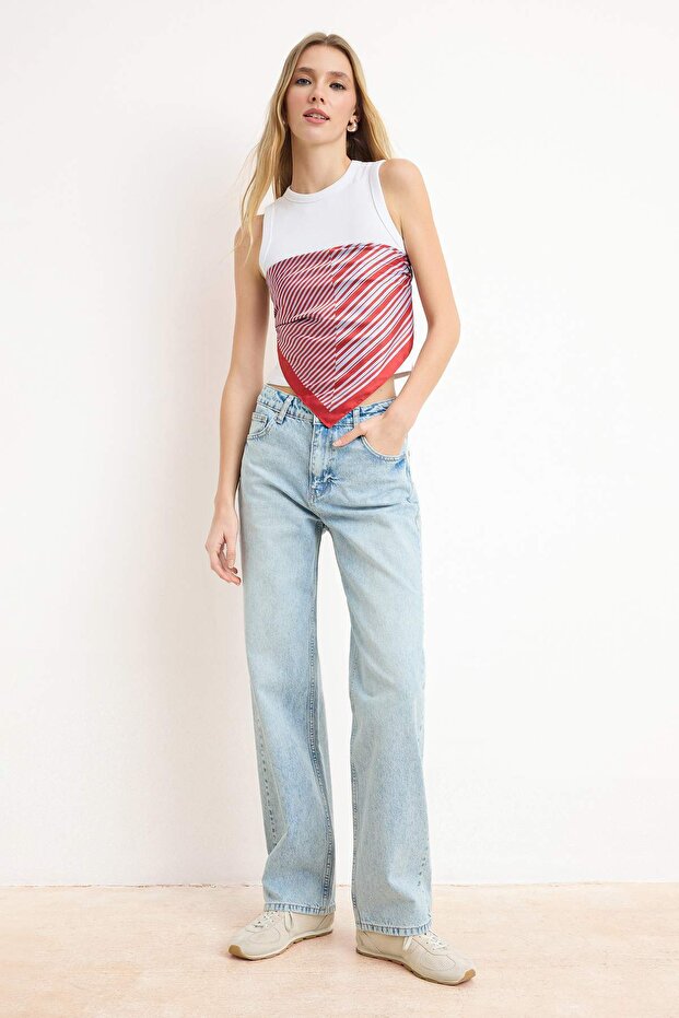 Mavi More Sustainable Yüksek Bel Straight/Düz Kesim %100 PamukluJeans TWOSS26JE00177 - 3