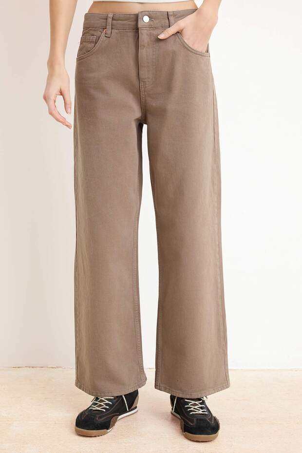 Vizon Yüksek Bel Bilek Boy Culotte %100 Pamuklu Jeans TWOAW26JE00190 - 3