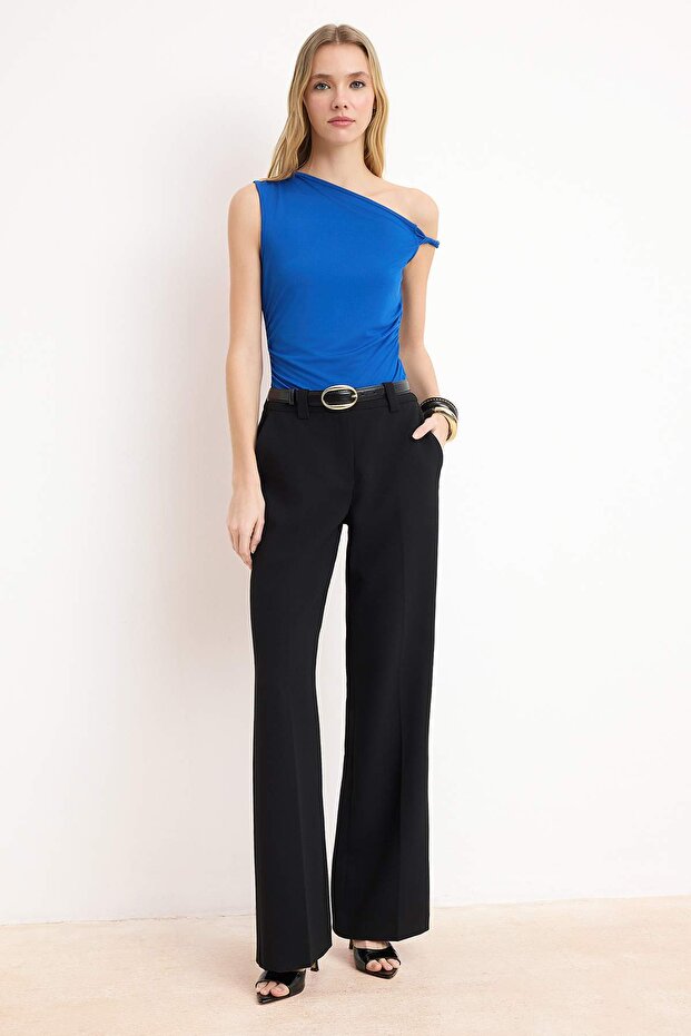 Saks Düz Fitted/Vücuda Oturan Esnek Örme Bluz TWOSS25BZ00279 - 2
