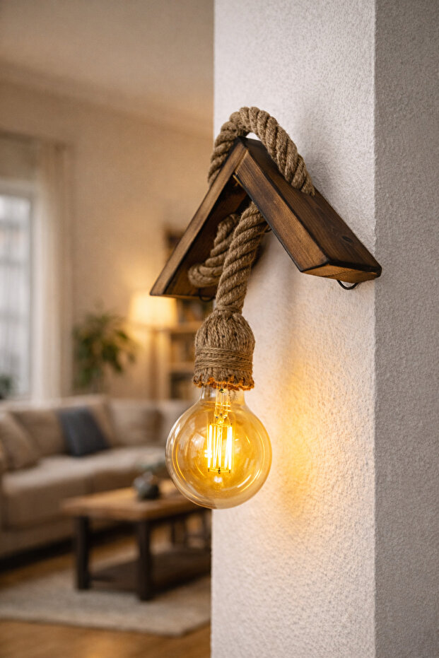 HALATLI DUVAR APLİK RUSTİK ESKİTME TEKLİ AVİZE - 2