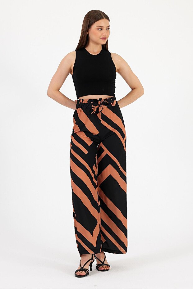 بنطلون بوليستر منقوش - 1