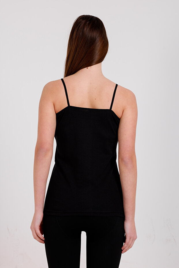 3'lü Basic Pamuk Ip Askı Atlet Siyah - 3