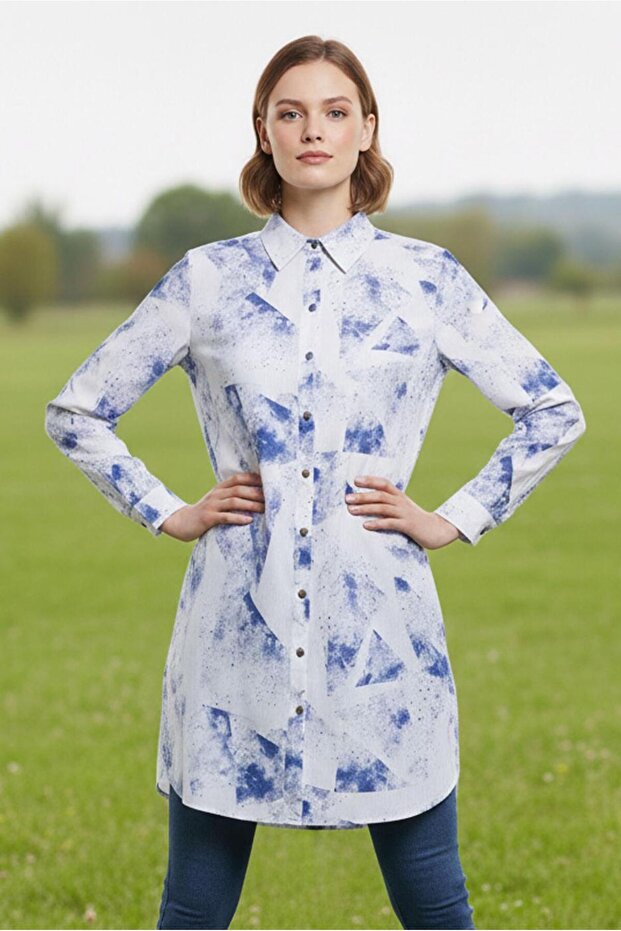 تونيك منقوش مقاس كبير 20512 - 1