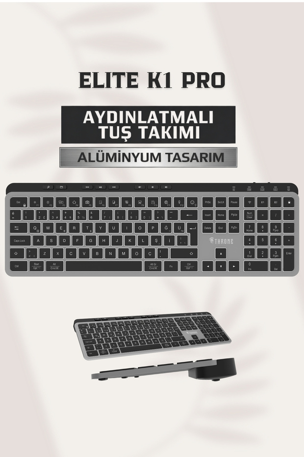 Elite K1 Pro Tuş Aydınlatmalı & Sessiz 118 Windows & MacOs Ofis Klavyesi (2.4ghz + Çift BT) - 1