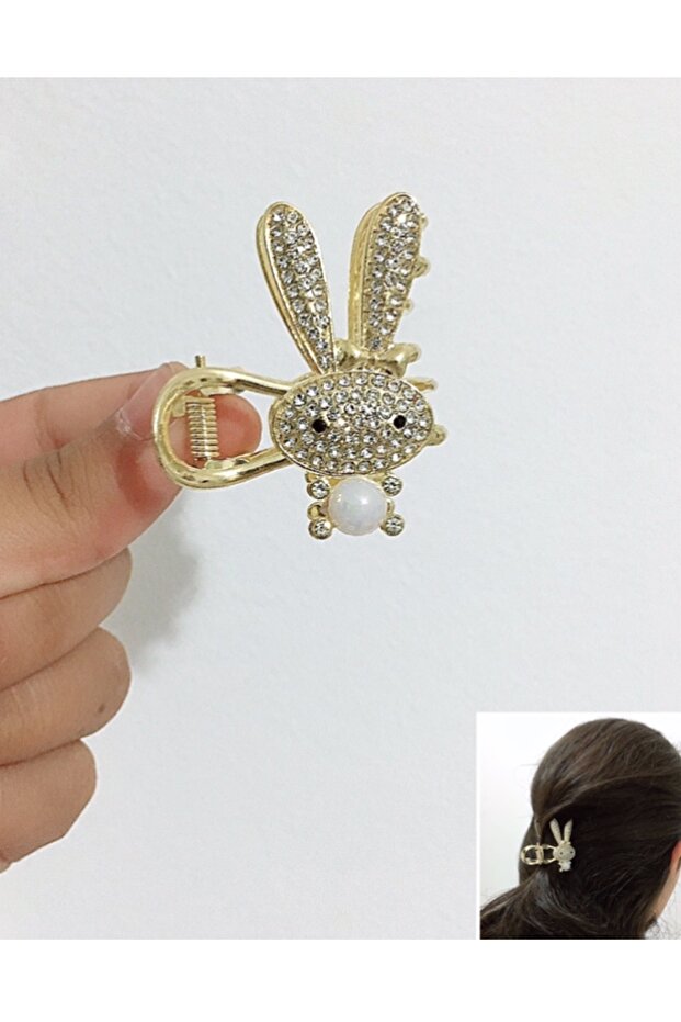 Stylish and tight metal latch buckle with stones - 4 cm