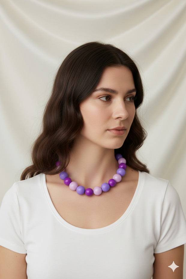 MOR LİLA BUBBLE TOP SUMMER KOLYE - 2