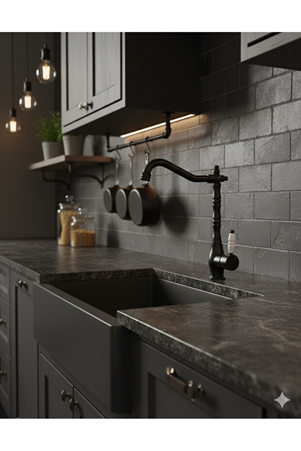 Kitchen Faucet with Black Rustic Rotating Tube