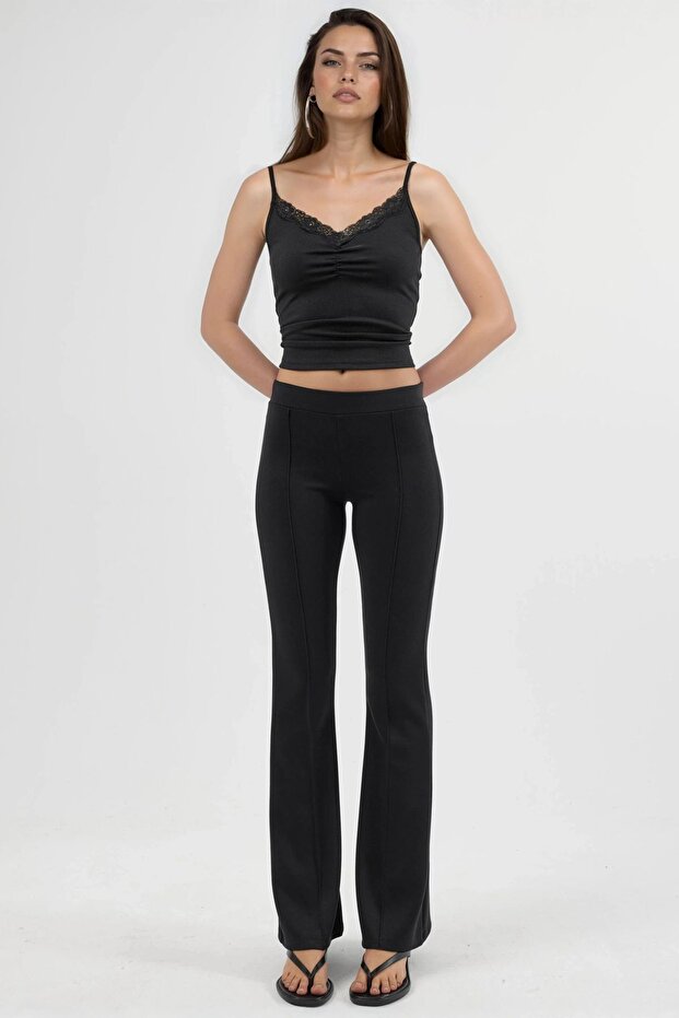 Busem Ribbed Flexible Knitted Flared Pants - 7