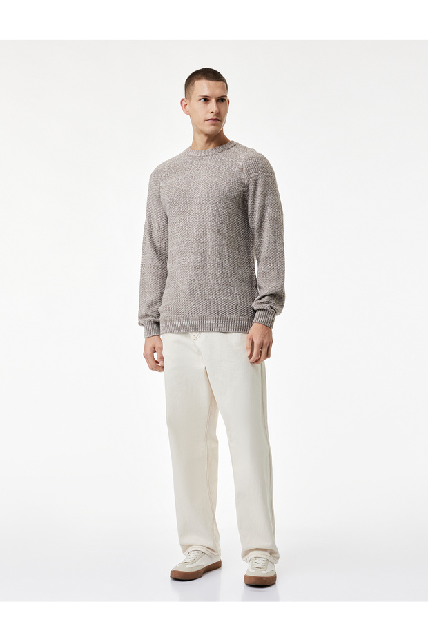 Regular Fit Long Sleeve Basic Crew Neck Knit Sweater - 2