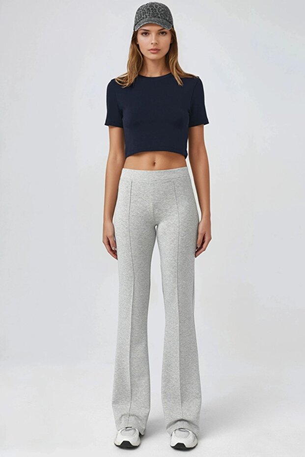 BUSEM Nervürlü Esnek Örme Flare Pantolon - 8