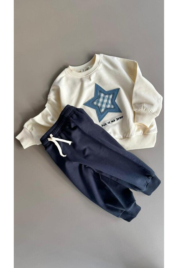 Sweatshirt Set 1-7 Years Old Ecru Navy Blue
