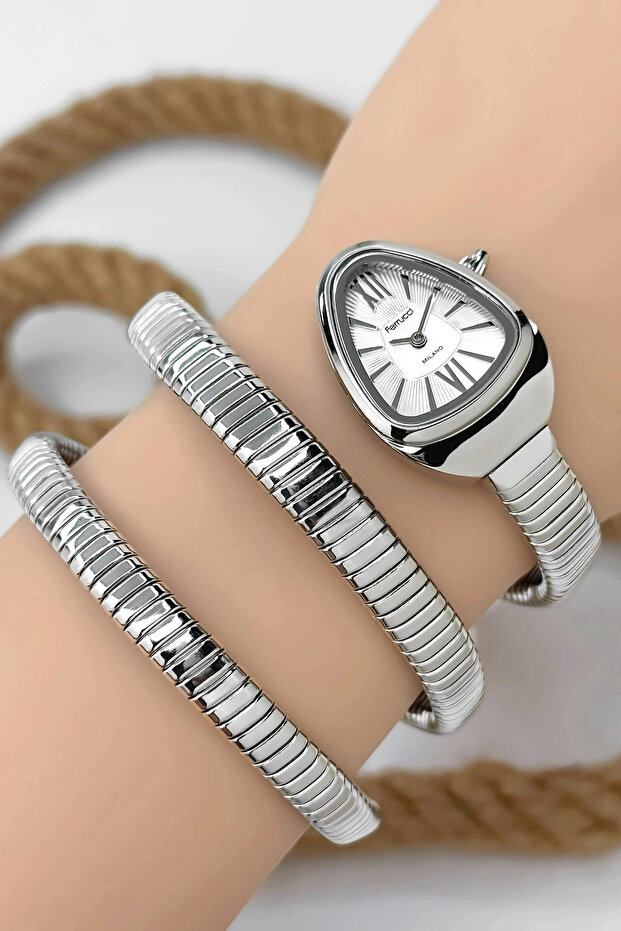 Steel Cord Snake Model, Women's Wristwatch, 3Atm Water Resistant Silver Sdfer155