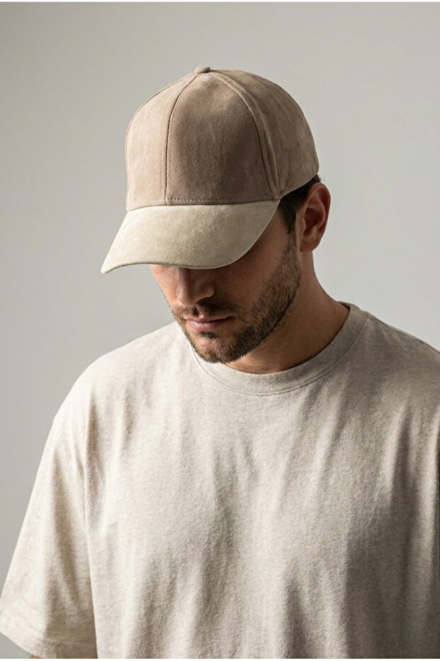 قبعة من جلد الغزال البيج - 3