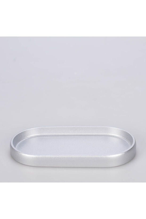 صينية بيضاوية صغيرة فضية - 1