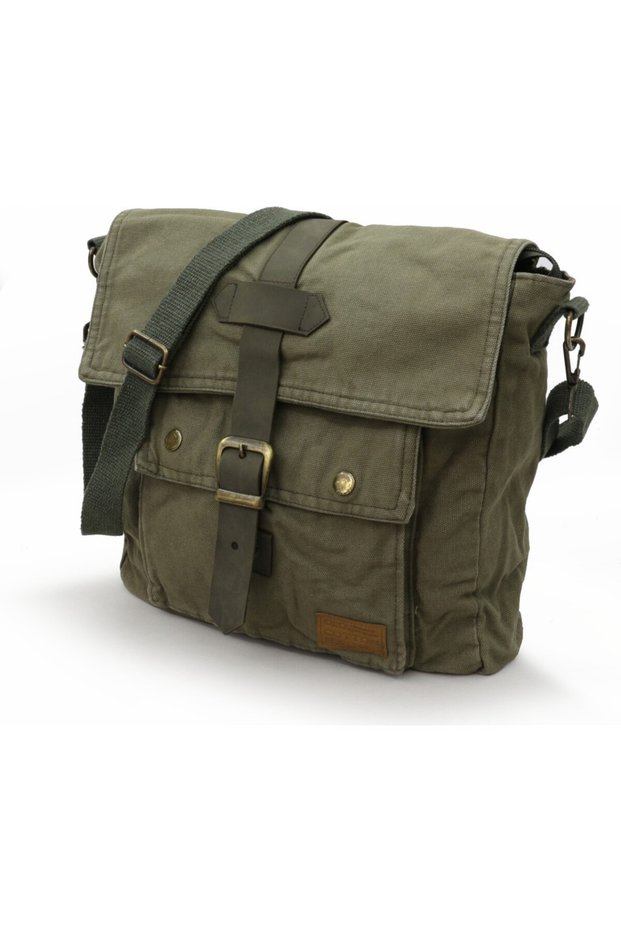7170 Branco Canvas Shoulder Khaki Green Postman School Laptop Daily Crossbody Briefcase Notebook Travel Bag