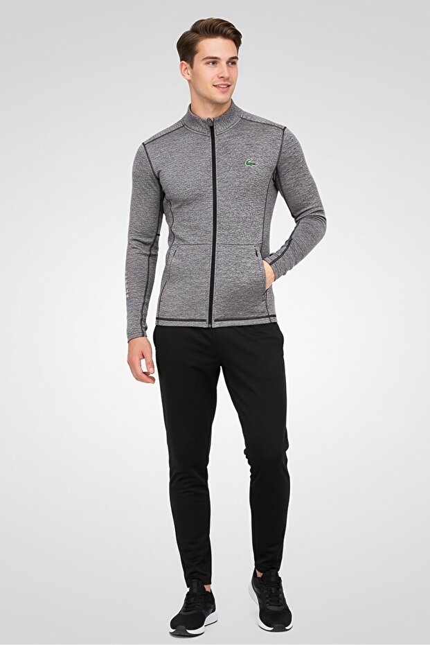 جاكيت تدريب رجالي بقصة عادية، لون رمادي فاتح - 1
