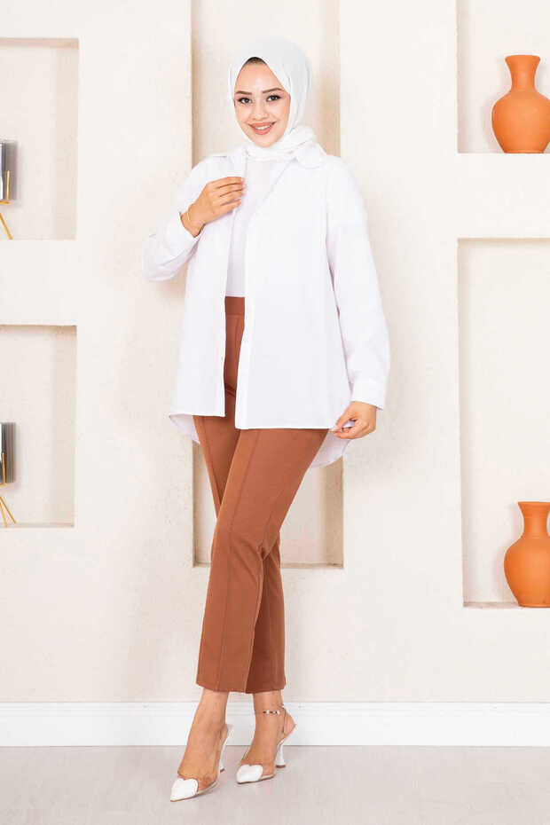 piped Hijab Pants Brown