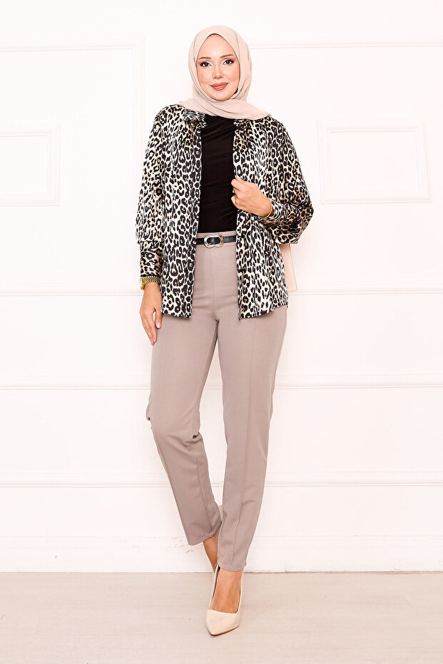 Striped Hijab Pants Mink