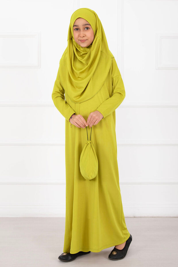 Hijab Children's Prayer Dress Oil Green