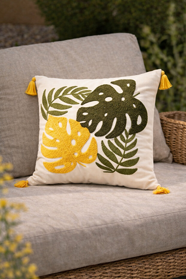Tera Bohemian Punch Embroidered Throw Pillow Cover (Without Inner Filling)