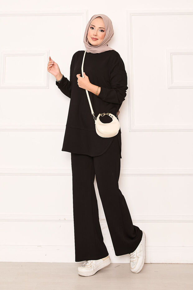 Crew Neck Basic Soft Suit Black - 5