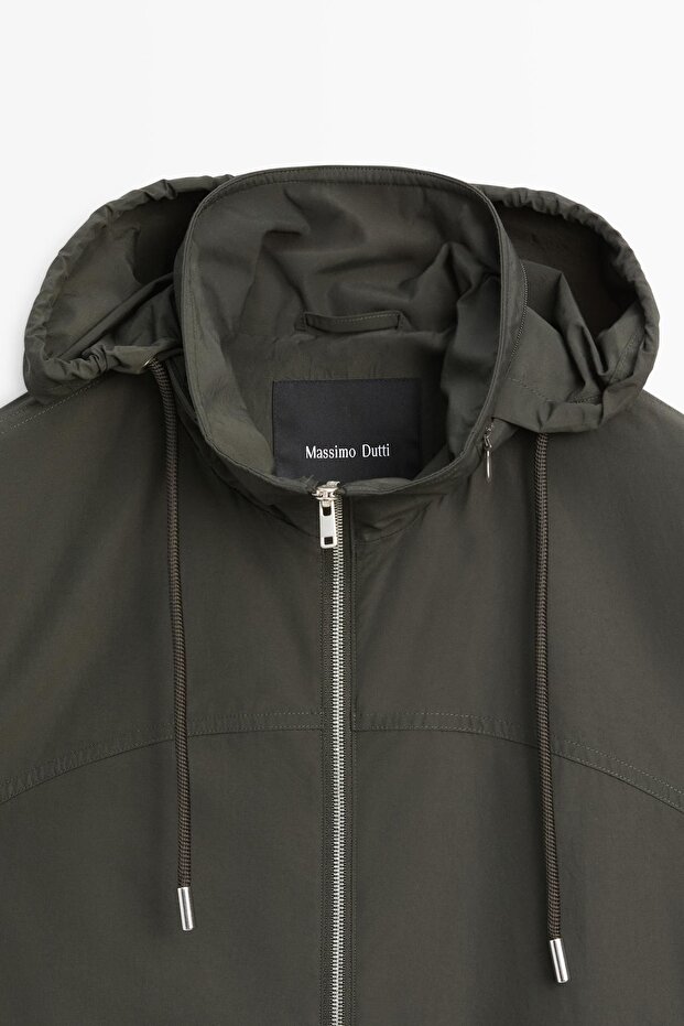 Technical fabric trench coat with hood - 6